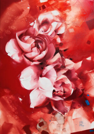 Galeria Wiele Sztuki, obraz olejny przedstawiający piękne, czerwone kwiaty