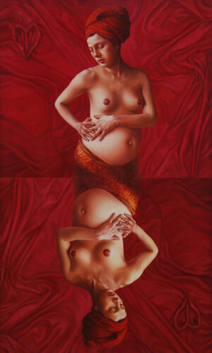 Galeria Wiele Sztuki, obraz olejny, akt kobiecy w czerwieni