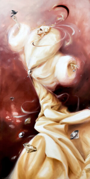 Galeria Wiele Sztuki, obraz olejny, portret kobiety w stylu surrealistycznym