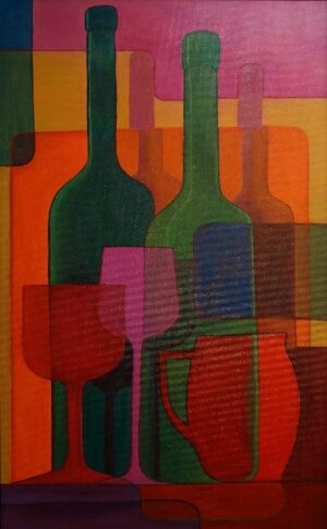 Galeria Wiele Sztuki, obraz akrylowy Katarzyny Poszwińskiej, Martwa natura z czerwonym dzbankiem, najlepsze polskie obrazy, sztuka on-line