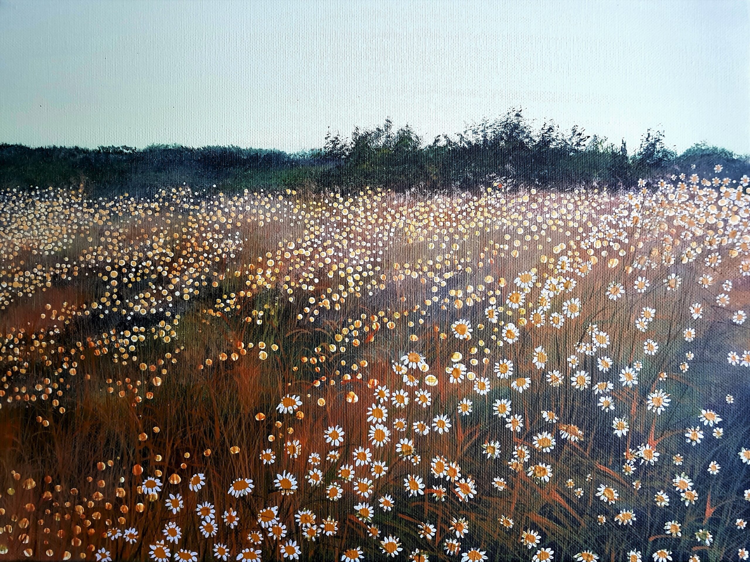 Galeria Wiele Sztuki,J Malinowski_Paesaggio_40 x 30_akryl na płótnie_2023 Jacek Malinowski 'Paessagio' – oryginalny obraz akrylowy na płótnie, 40x30 cm. Współczesny pejzaż przedstawiający pole kwiatów. Dostępny w Galerii Wiele Sztuki. Sztuka współczesna, malarstwo polskie, pejzaż, kupuj sztukę on-line.