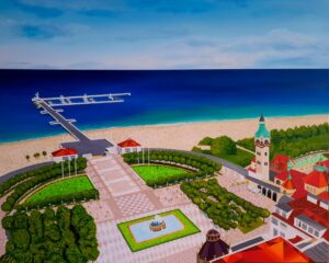 Galeria Wiele Sztuki, obraz olejny, Sopot, morze, molo