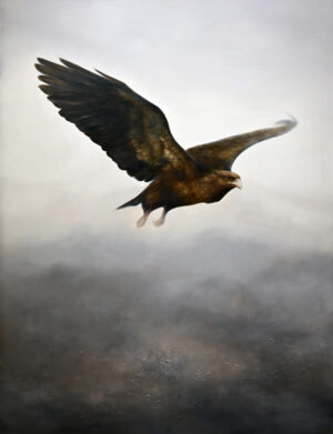 Galeria Wiele Sztuki, obraz olejny autorstwa Klaudii Choma przedstawiający orła przedniego w locie.