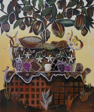 Galeria Wiele Sztuki, obraz akrylowy Michaliny Czurakowskiej pod tytułem Chocolate cake