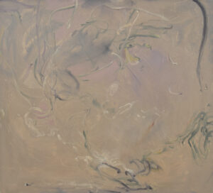 Galeria Wiele Sztuki, abstrakcyjny obraz olejny pod tytułem Flo, namalowany przez studentkę gdańskiej ASP, Weronikę Preker