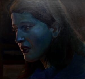 Galeria Wiele Sztuki, obraz olejny autorstwa Gabrieli Michalczuk przedstawiający portret młodej dziewczyny z profilu.