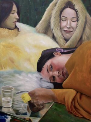 Galeria Wiele Sztuki. obraz olejny autorstwa Gabrieli Michalczuk przedstawiający portret trzech młodych dziewczyn