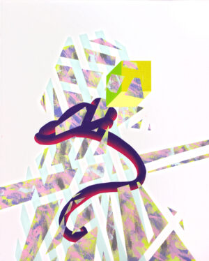 Galeria Wiele Sztuki, akrylowy obraz abstrakcyjny autorstwa dr hab. Marcina Kowalika pt. Geodeta, pochodzący z cyklu „A tale of the Working (Wo)Man”.