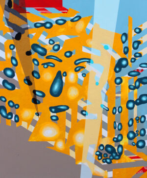 Galeria Wiele Sztuki, akrylowy obraz abstrakcyjny autorstwa dr hab. Marcina Kowalika pt. Nurek, pochodzący z cyklu „A tale of the Working (Wo)Man”.