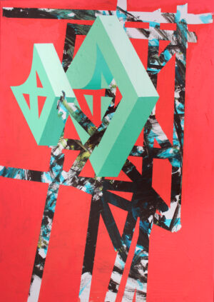 Galeria Wiele Sztuki, akrylowy obraz abstrakcyjny autorstwa dr hab. Marcina Kowalika pt. Optyk, pochodzący z cyklu „A tale of the Working (Wo)Man”.