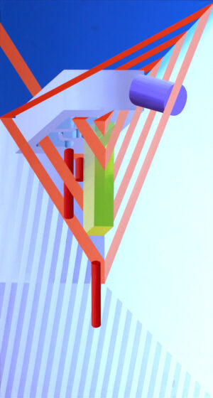 Galeria Wiele Sztuki, akrylowy obraz abstrakcyjny autorstwa dr hab. Marcina Kowalika pt. Rysownik, pochodzący z cyklu „A tale of the Working (Wo)Man”.