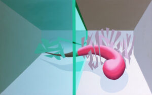 Galeria Wiele Sztuki, akrylowy obraz abstrakcyjny autorstwa dr hab. Marcina Kowalika pt. Włamywacze, pochodzący z cyklu „A tale of the Working (Wo)Man”.