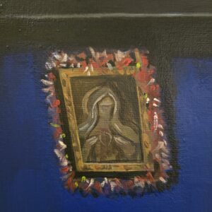 Na zdjęciu jest detal obrazu akrylowego autorstwa płockiej malarki Katarzyny Bąkowskiej-Roszkowskiej pod „Wiara, nadzieja i miłość 