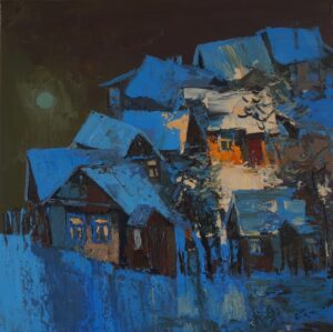 Zdjęcie olejnego obrazu „Niebieskie bajdurzenie