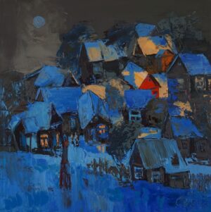 Zdjęcie olejnego obrazu „Niebieskie bajdurzenie