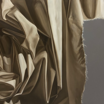Malarstwo przedstawiające drapowaną beżową tkaninę, z akcentem na walory kolorystyczne. Ekspresyjne symboliczne studium beżowej draperii, oddające dynamikę i napięcie. Obraz o wysokich walorach artystycznych wykonany w technice olejnej na płycie. Praca jest dostępna w Galerii Wiele Sztuki