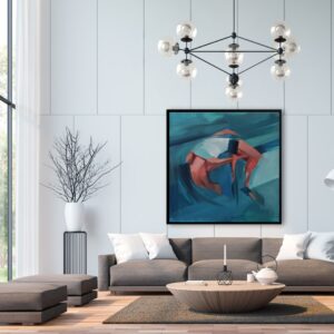 Wizualizacja salonu z obrazem olejnym 