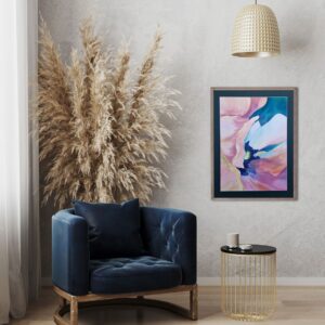 Aranżacja wnętrza nowoczesnego salonu z akwarelą 