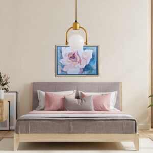 Aranżacja sypialni z akwarelą 