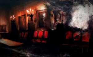 Obraz w technice mieszanej (farba olejna i tusz na płótnie) pod tytułem 'Maj' autorstwa Marcela Brańskiego, dostępny w ofercie internetowej Galerii Wiele Sztuki. Polska sztuka współczesna, malarstwo olejne.