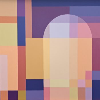 Obraz abstrakcyjny „Brama” Joanny Sułek-Malinowskiej, akryl na płótnie, 2023. Abstrakcja geometryczna, dynamiczna kompozycja, harmonijna paleta barw. Dostępny w ofercie Galerii Wiele Sztuki.