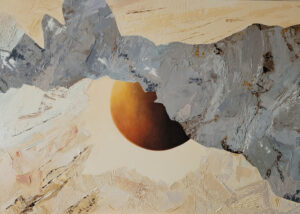 Anna Stawowczyk, „Harmonia zmysłów II”, 2025. Abstrakcyjny obraz, duży format, olej na płótnie, beże, szarości, kontrast, harmonia. Dostępny do zakupu w Galerii Wiele Sztuki.