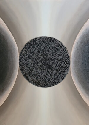 Anna Stawowczyk, „Harmonia duszy III”, 2025. Abstrakcyjny obraz olejny, duży format, beże, szarości, harmonia, minimalizm. Dostępny w ofercie Galeria Wiele Sztuki..