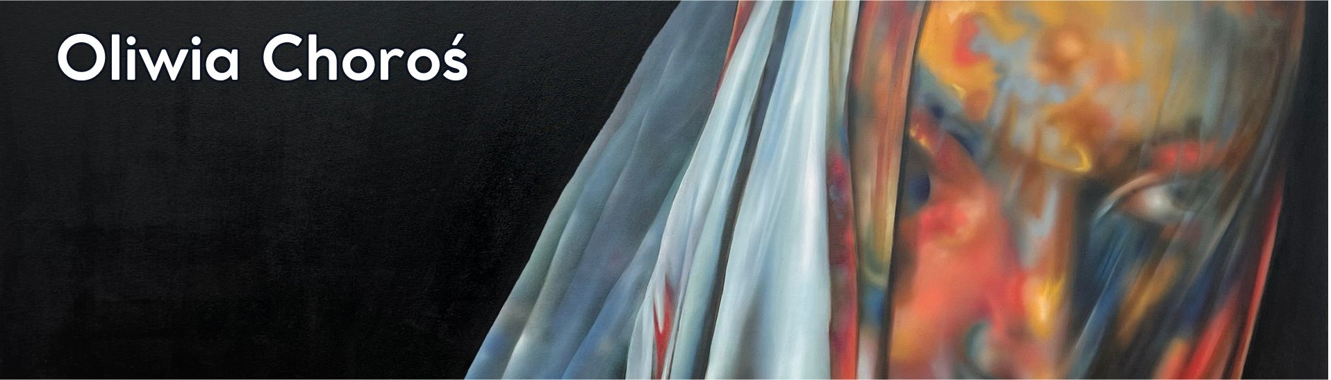 Oliwia Choroś, nowa artystka w Galerii Wiele Sztuki. Na banerze widać fragment obrazu artystki "Bez tytułu". Galeria Wiele Sztuki, galeria on line, obrazy i dzieła sztuki do kupienia