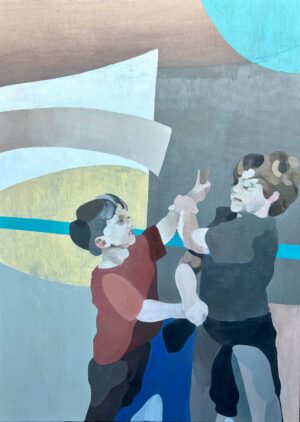 Galeria Wiele Sztuki przedstawia obraz olejny Małgorzaty Kidy „Bracia 2” (2026). Współczesne malarstwo figuralne przedstawiające rodzeństwo w sytuacjach napięcia.