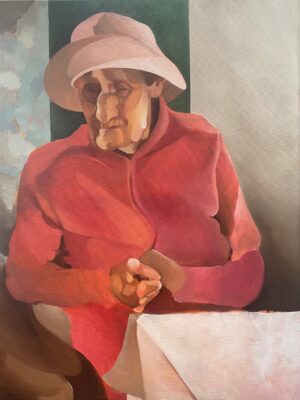 Galeria Wiele Sztuki przedstawia obraz olejny Małgorzaty Kida „Moje miejsce” (2025) – jest to lewa część tryptyku pod tym samym tytułem. Portret starszej kobiety w białym kapeluszu i różowo-czerwonym swetrze, siedzącej przy stole.