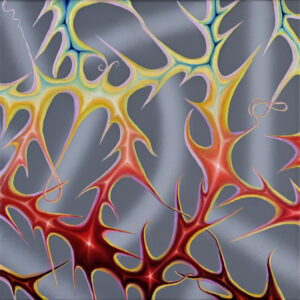 Galeria Wiele Sztuki prezentuje obraz Zbigniewa Olszyny „Ciernista pamięć niechcianych wspomnień” (2025). Martwa natura, kompozycja przedstawiająca splątaną, ciernisto-geometryczną formę o stonowanej, chłodnej palecie barw.