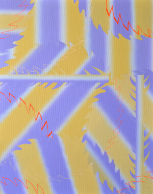 Galeria Wiele Sztuki prezentuje obraz olejny Zbigniewa Olszyny „Piłykolce” (2024). Kompozycja wertykalna (pionowa), gęsto wypełniająca płaszczyznę obrazu fragmentami mechanicznych pił oraz organicznych kolczastych gałęzi. Dominują silnie kontrastujące barwy dopełniające: fiolety i żółcie, z czerwonymi akcentami na krawędziach zębów pił.