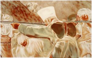 Galeria Wiele Sztuki prezentuje obraz Macieja Wichnowskiego „O Trzecim maja Goi”. Dynamiczna kompozycja w ziemistej palecie barw, przedstawiająca żołnierza mierzącego z karabinu. Obraz charakteryzuje się ekspresyjnymi pociągnięciami pędzla, nawiązującymi do stylu Goi, oraz specyficznym ucięciem broni, która pojawia się z drugiej strony kadru.